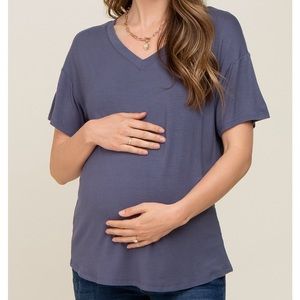 Blue V-Neck Maternity Top from Pink Blush - Size XL